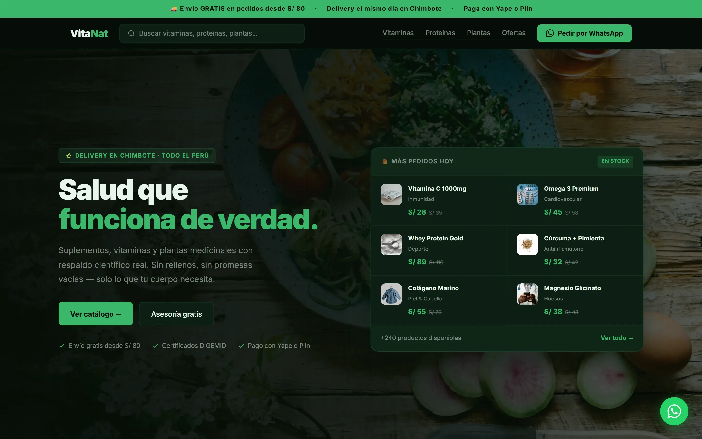 Vista previa del diseño web para Tienda de Salud Online