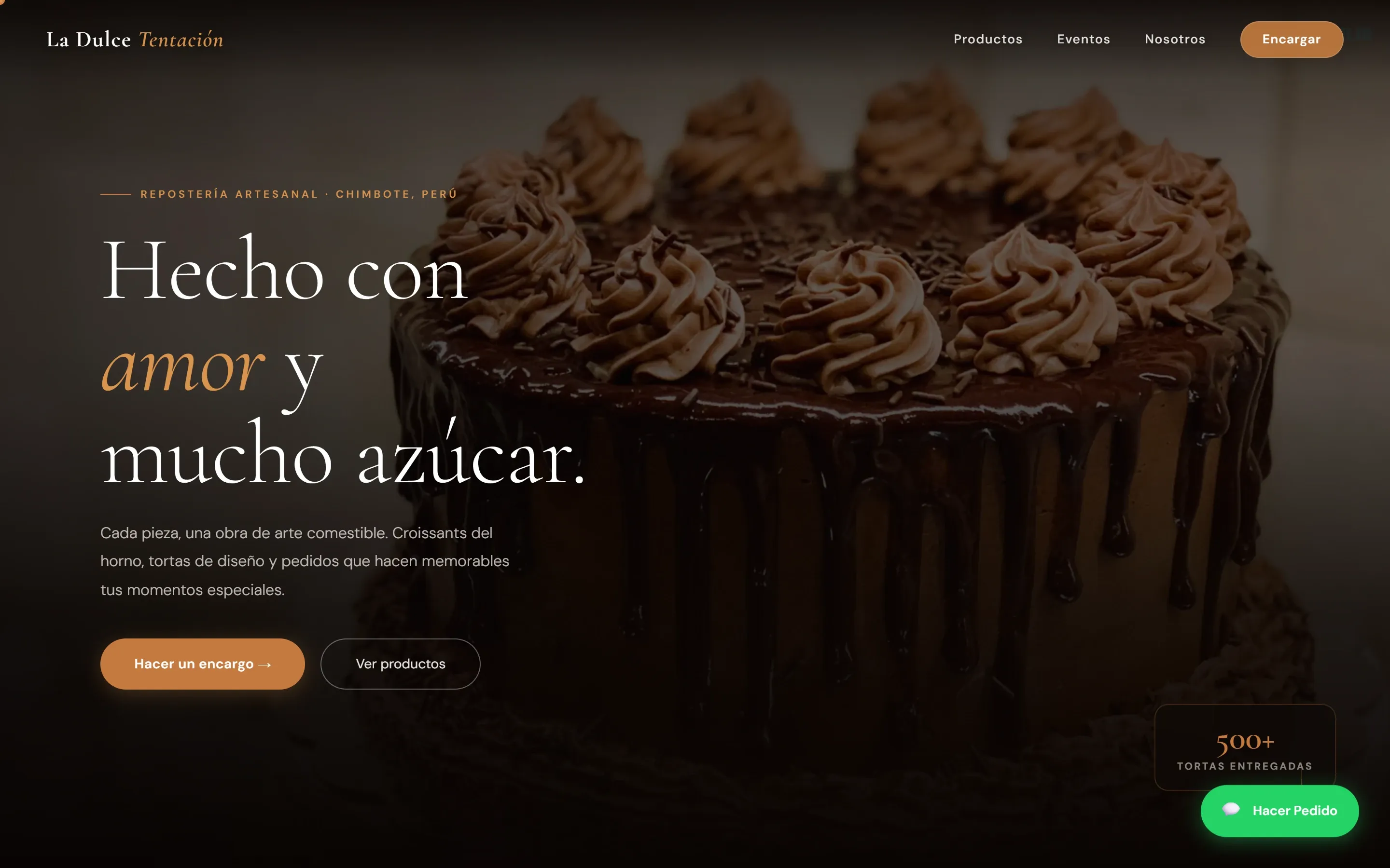 Vista previa del diseño web para Repostería / Panadería