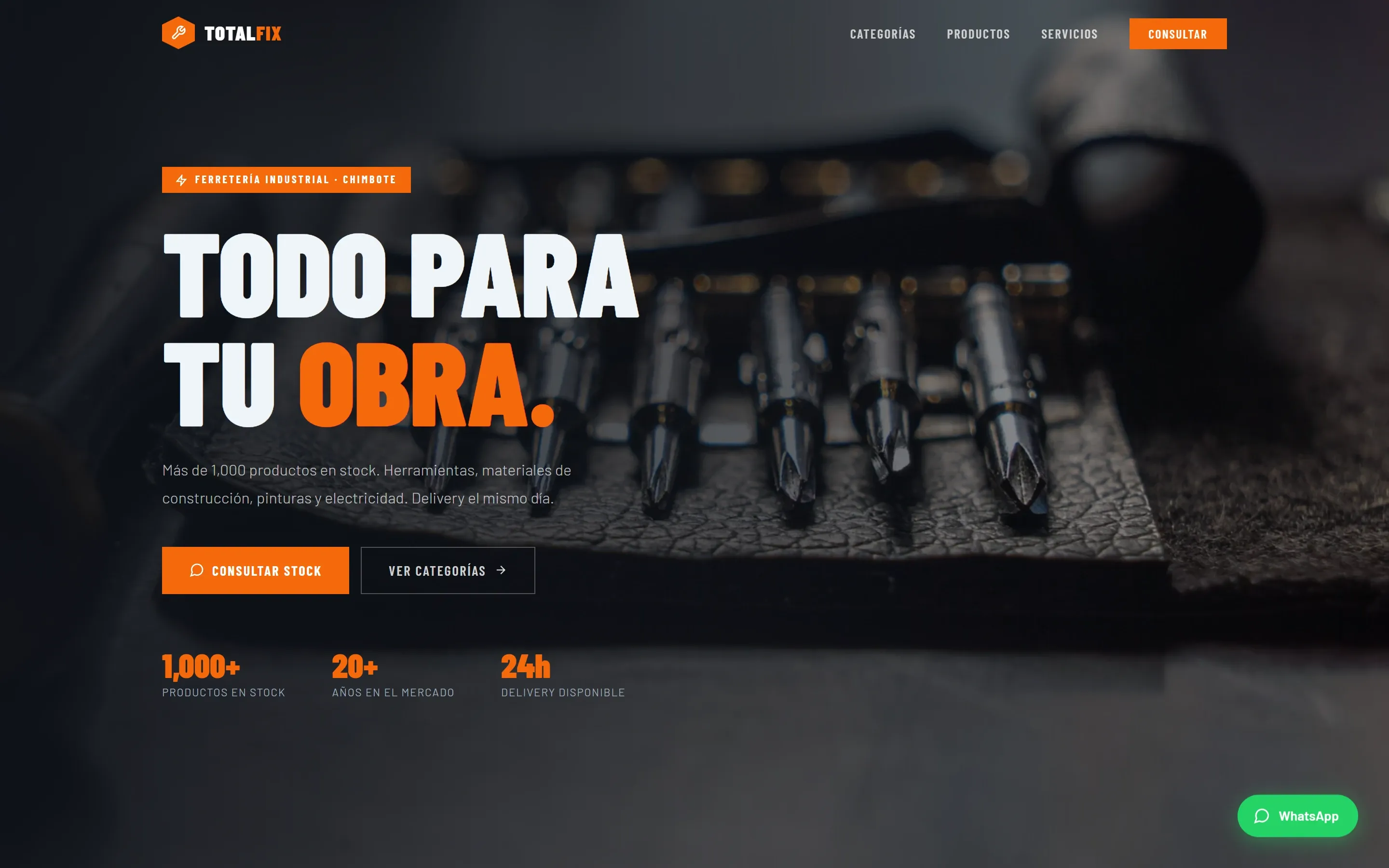 Vista previa del diseño web para Ferretería