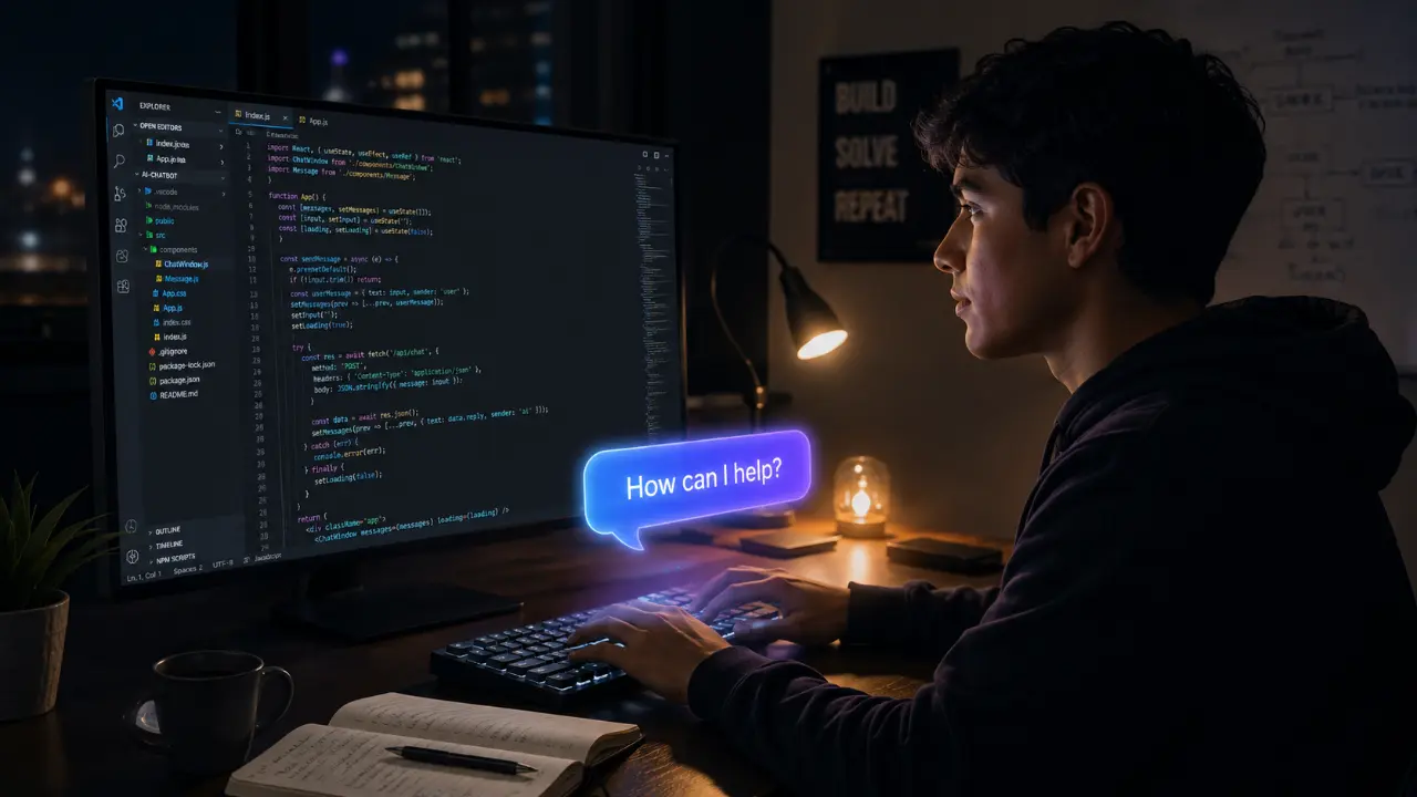 Persona programando con inteligencia artificial en VS Code