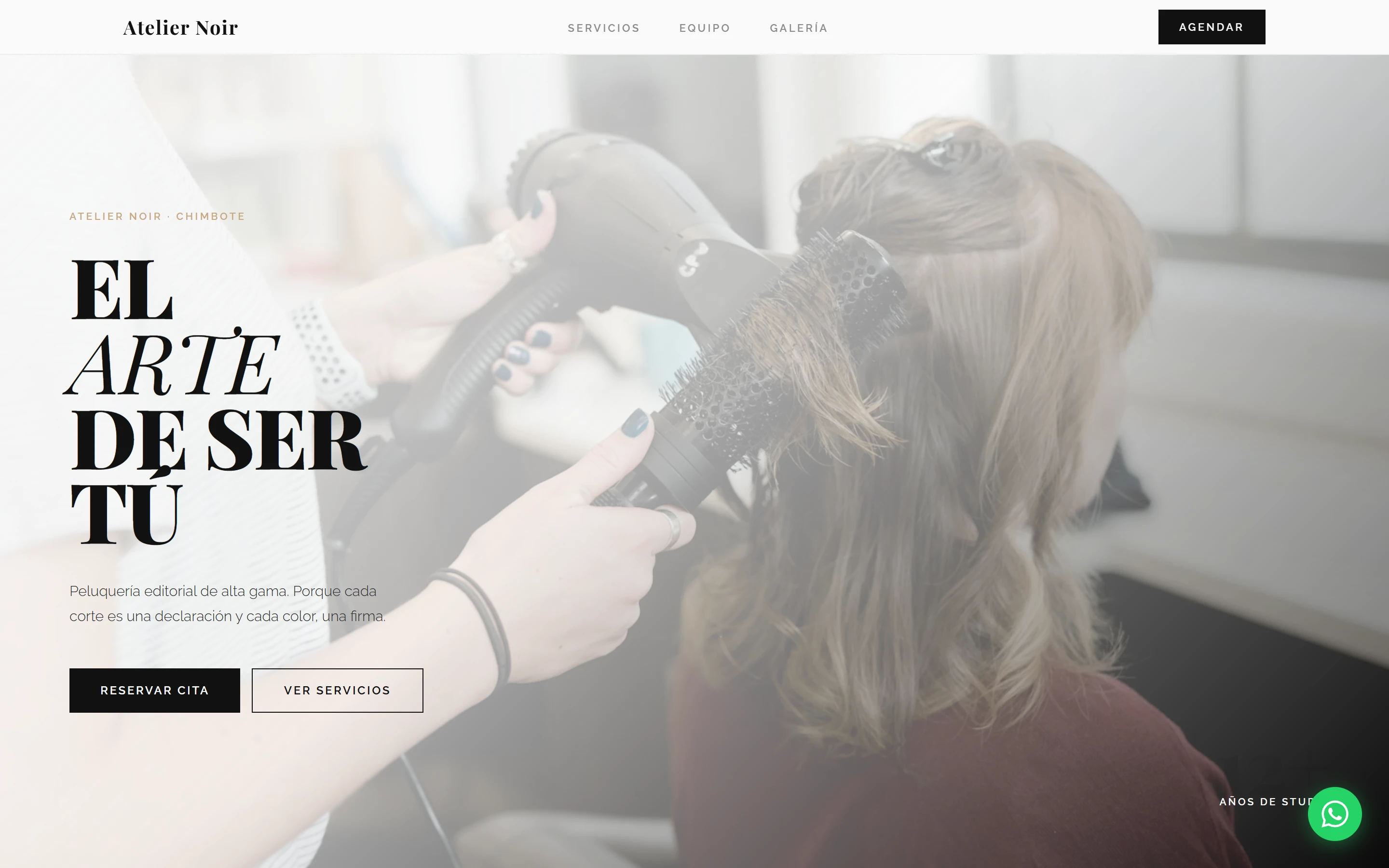 Vista previa del diseño web para Peluquería / Salón de Belleza