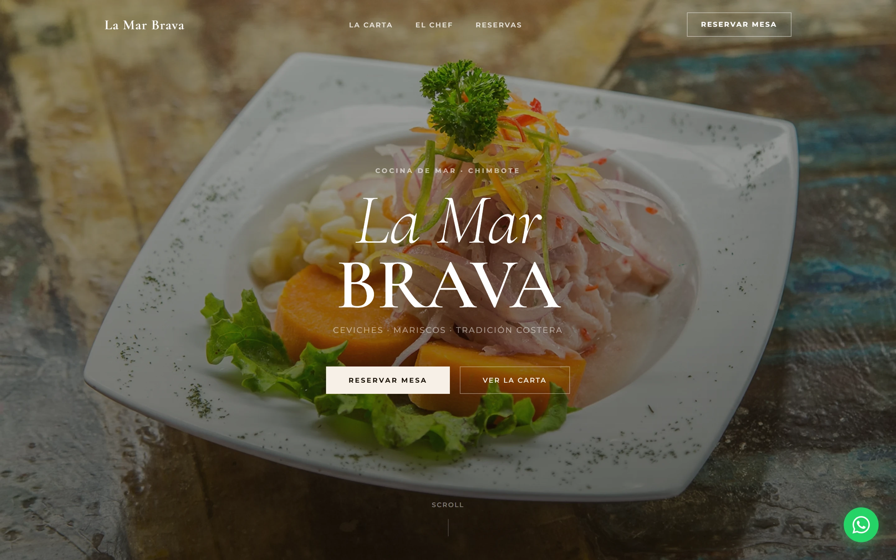 Vista previa del diseño web para Restaurante